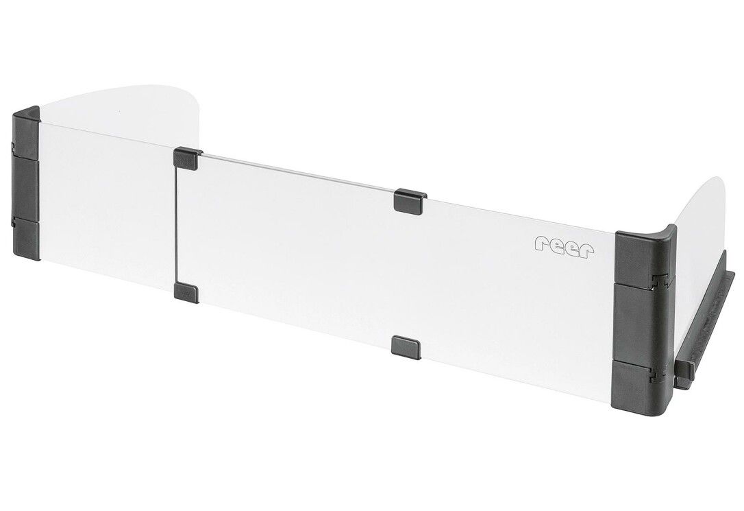 Protezione piano cottura Basic, trasparente con angoli neri. In tre parti, curva.