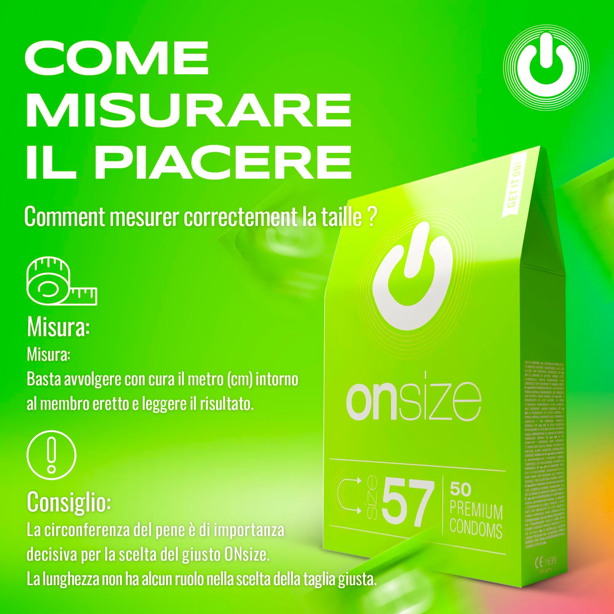 Guida alla misurazione della taglia del preservativo con confezione ONsize.