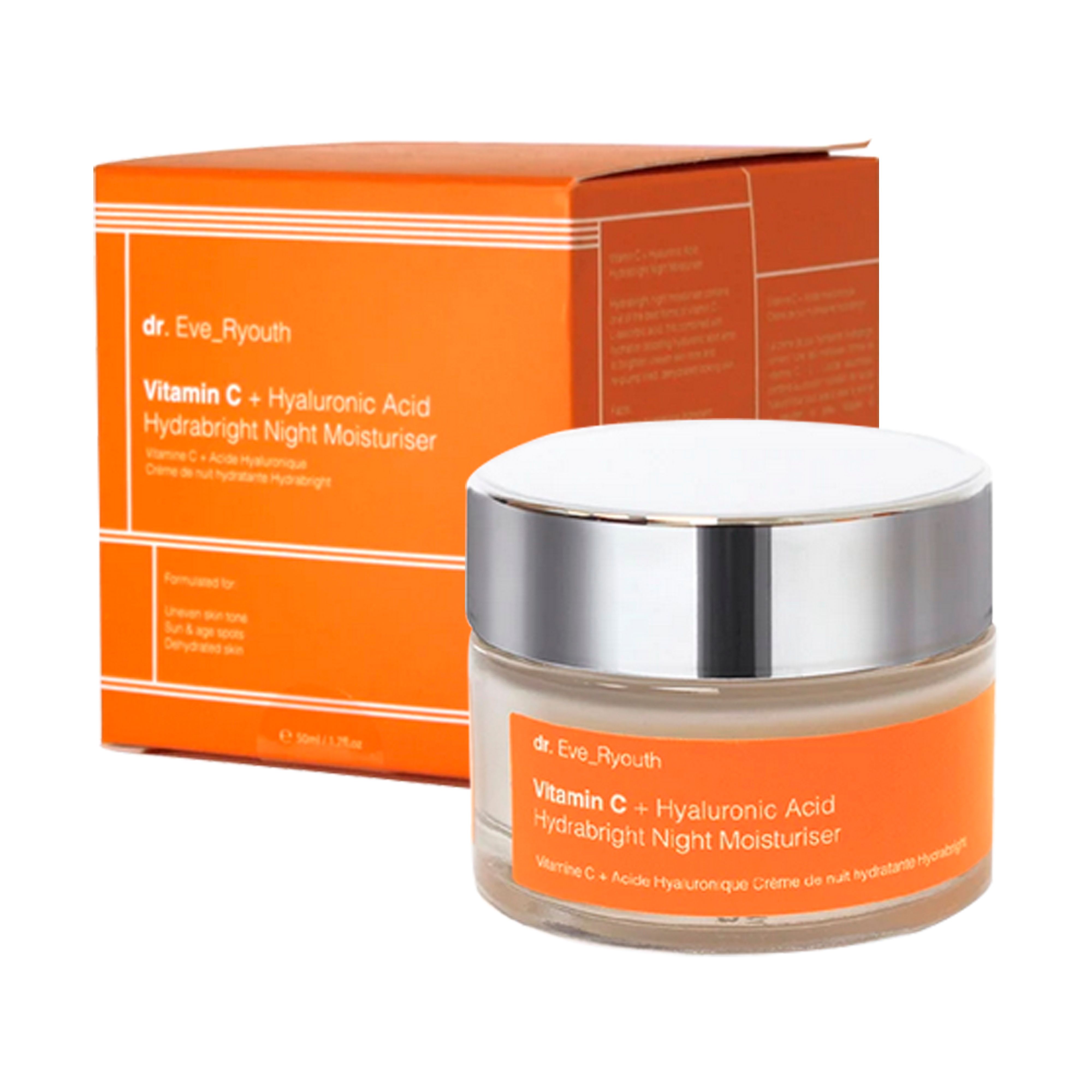Dr. Eve_Ryouth Anti-Aging Crema idratante notturna Hydrabright con vitamina C + acido ialuronico