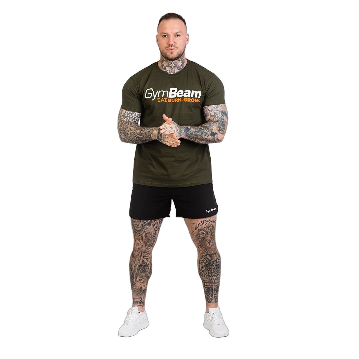 GymBeam T-shirt Grow da uomo in cotone verde militare