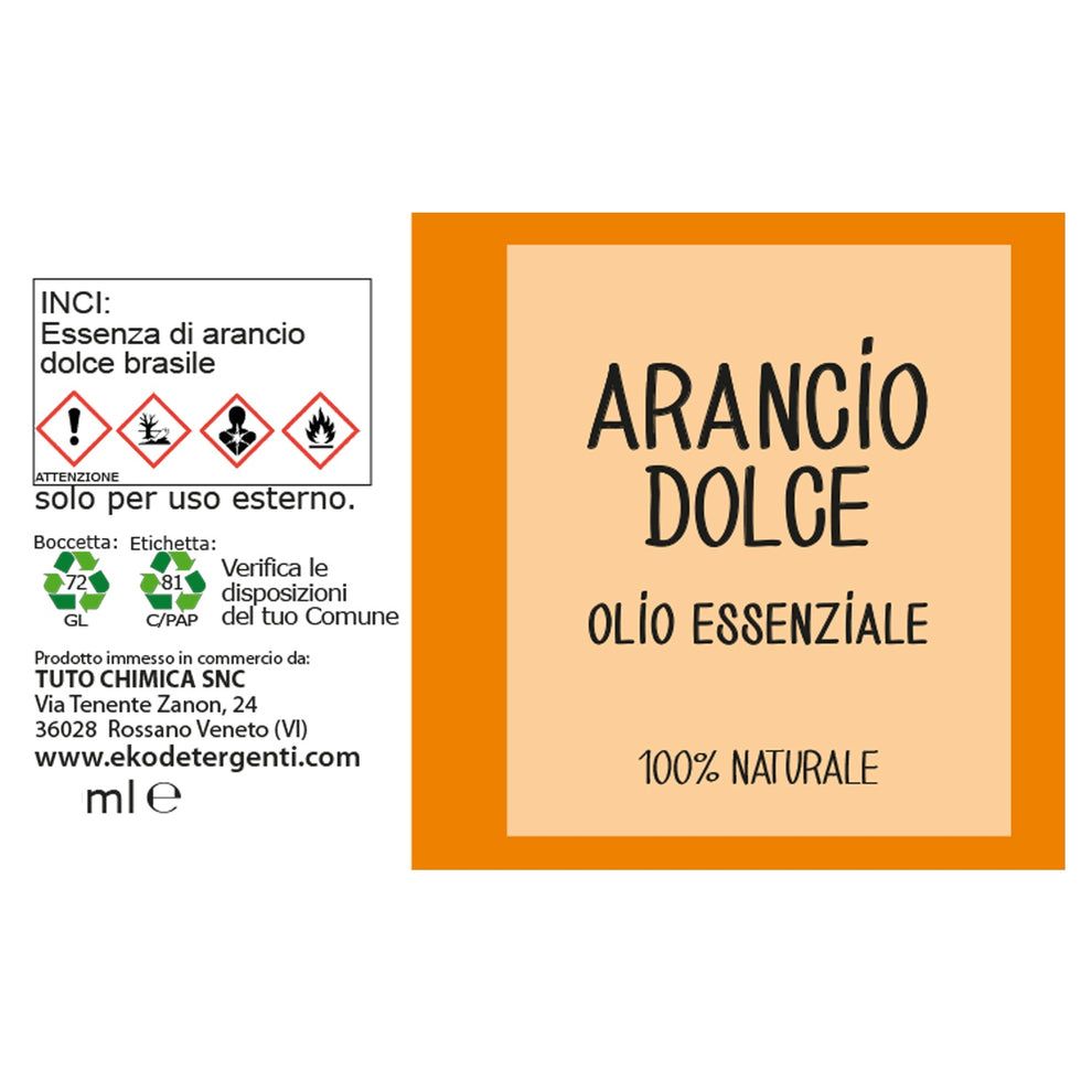 Olio essenziale "Arancio Dolce" (Arancia dolce), 100% naturale. Solo per uso esterno.