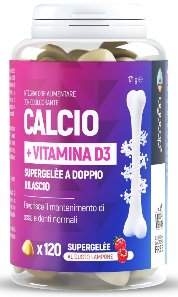 Integratore a base di Calcio + Vitamina D3 - Supporto Ossa e Articolazioni - 120 supergelèe - Agocap