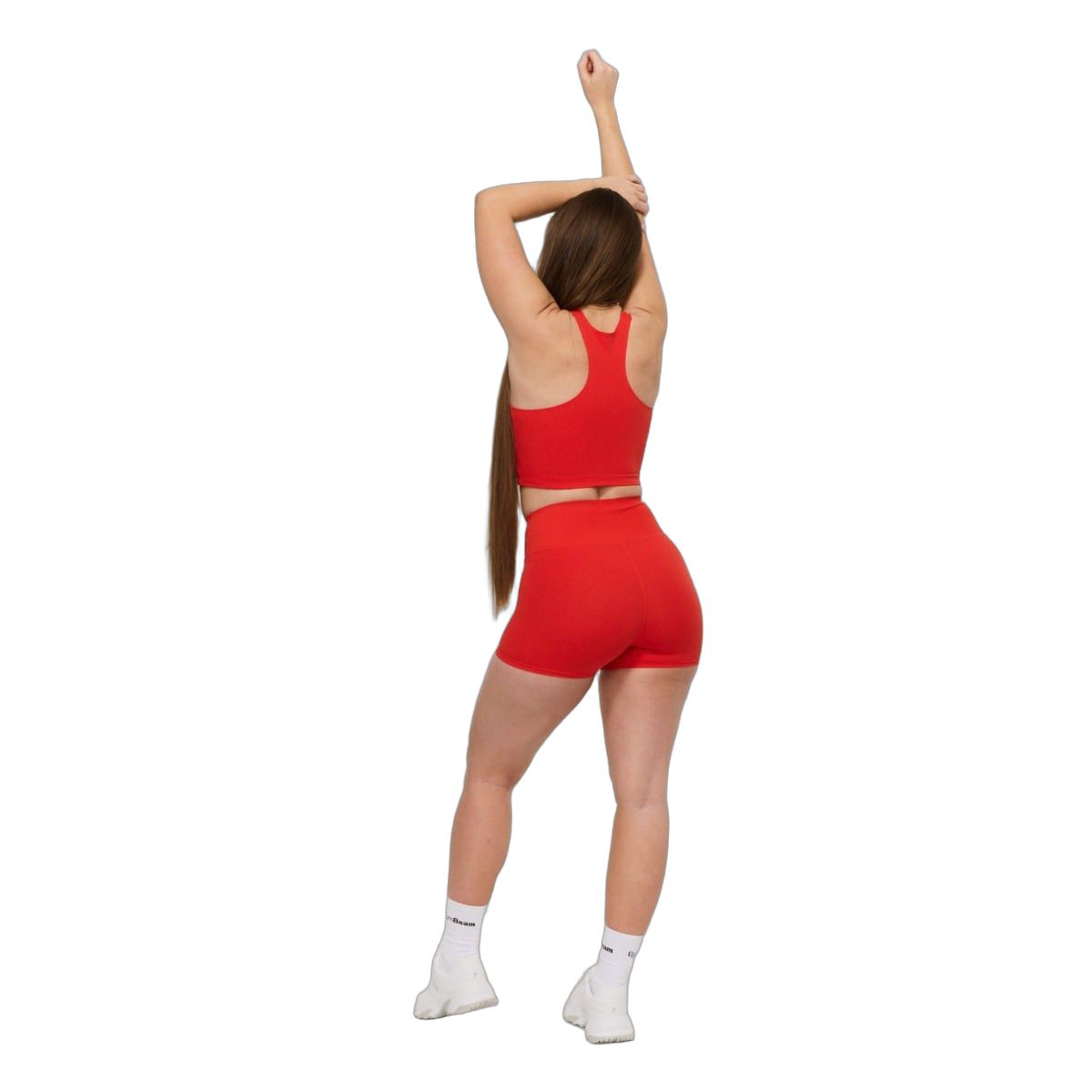 GymBeam Pantaloncini donna BEAT Tangerine slim a vita alta