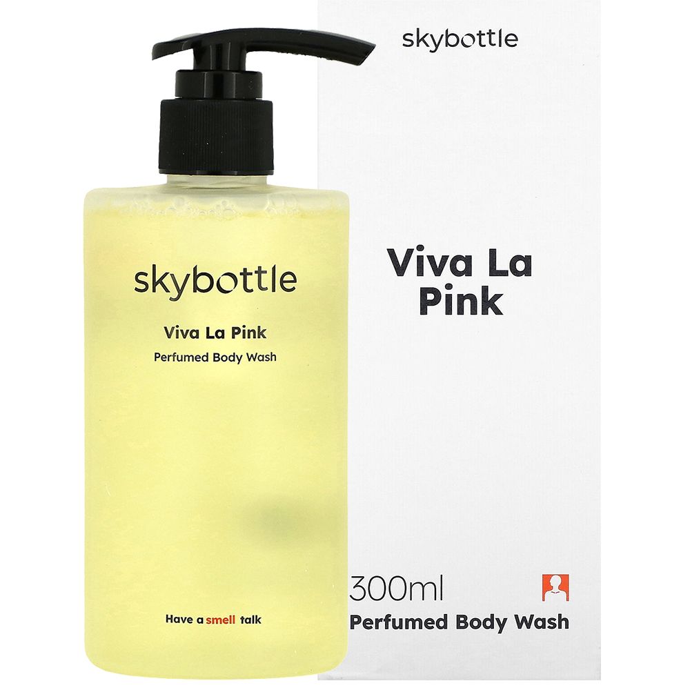Gel doccia SKYBOTTLE Viva la Pink con confezione. Flacone con dosatore.