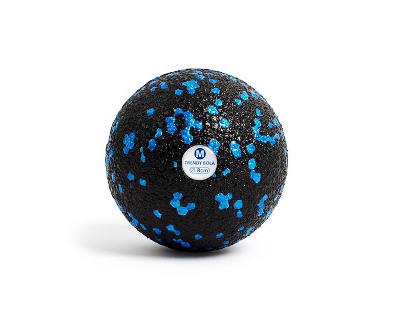 Pallina per fascia nera con punti blu. Adesivo con indicazione della taglia (2,8cm). Trendy Bola.