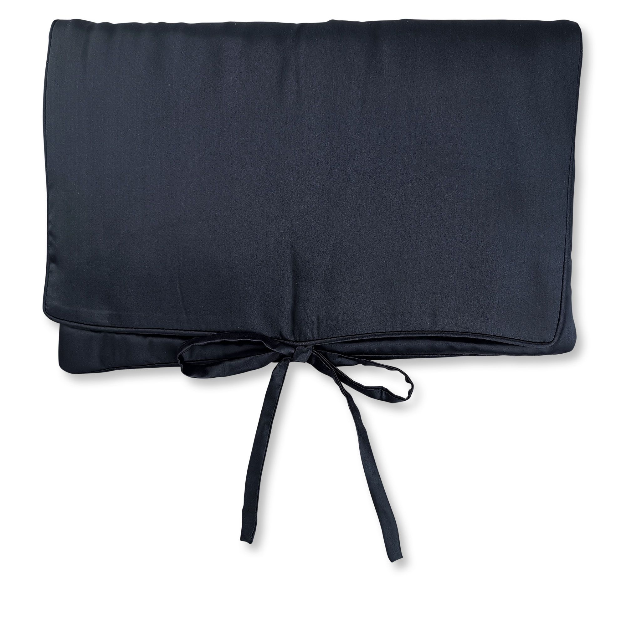 Borsa in seta blu scuro con fiocco, su base in marmo.