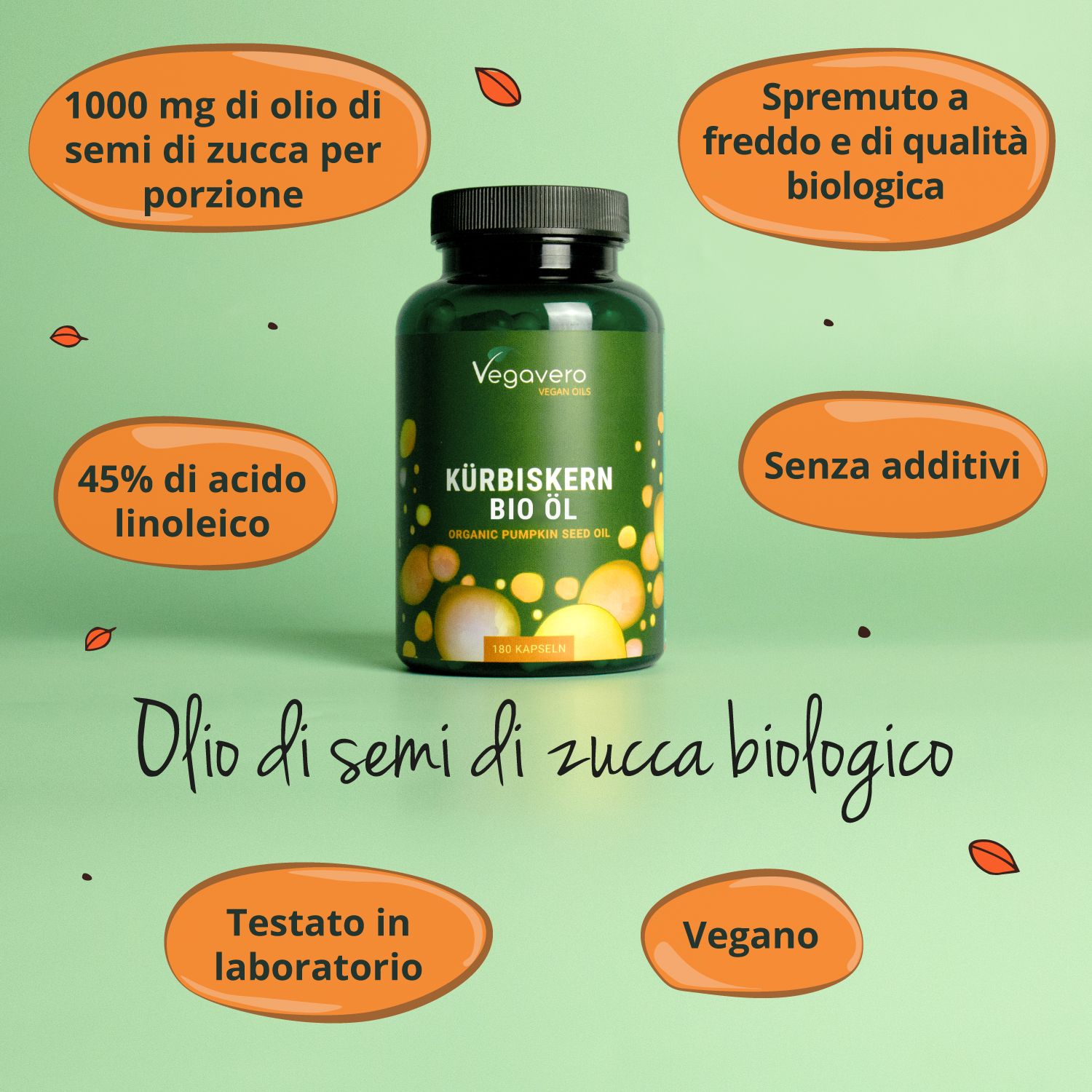 Logo Vegavaro. Promesse: Formule innovative, materie prime di alta qualità, senza additivi, testato in laboratorio, vegano.