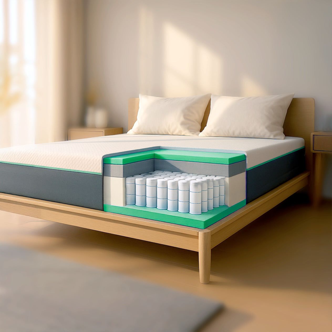 The White Stone Materasso 160x190 in Memory Foam e Molle Insacchettate | Altezza 25 cm