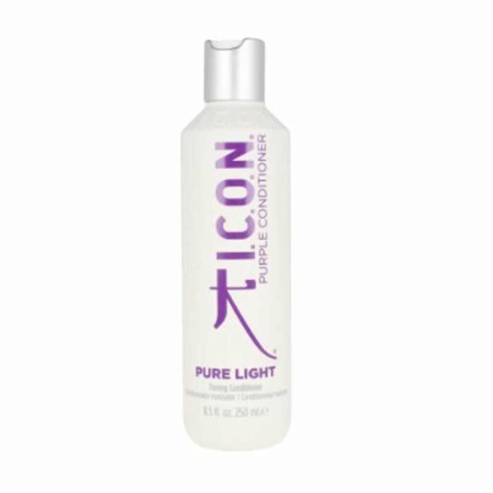 Flacone di ICON Pure Light Toning Conditioner. Scritta viola. Tappo argentato. 8,5 fl. oz. 250 ml.