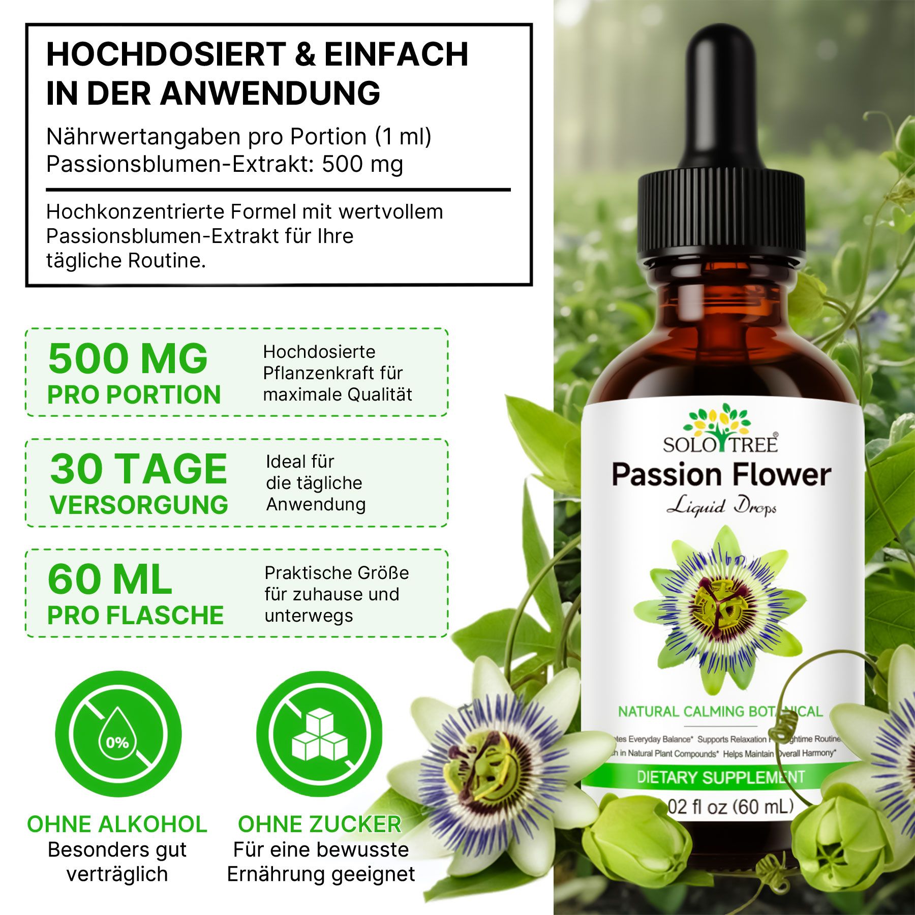 ALIVER Gocce alla Passiflora per calma, relax e un sonno migliore