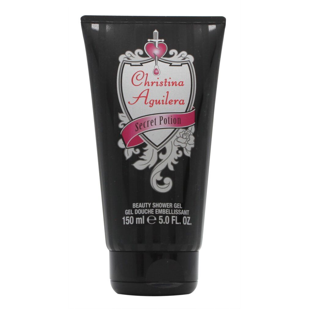 Tubo nero di bagnoschiuma Christina Aguilera Secret Potion, 150 ml.