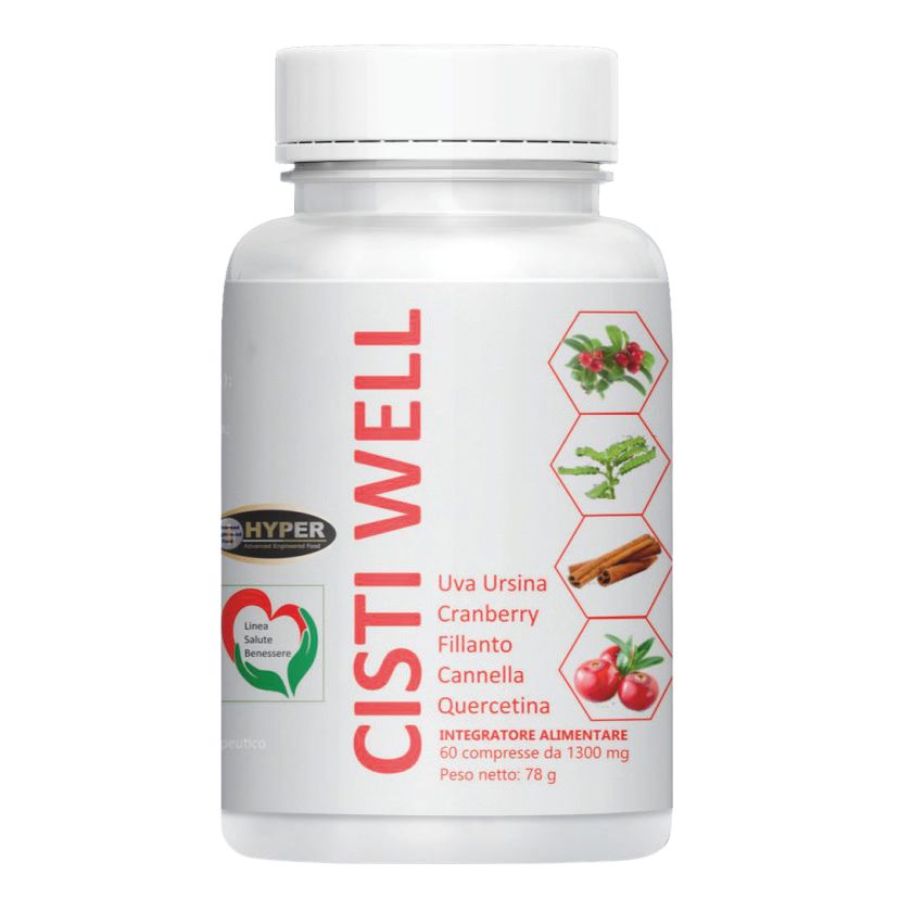 HYPER Cisti Well integratore Cistite con Uva Ursina, Cranberry, Fillanto, Cannella e Quercetina.
