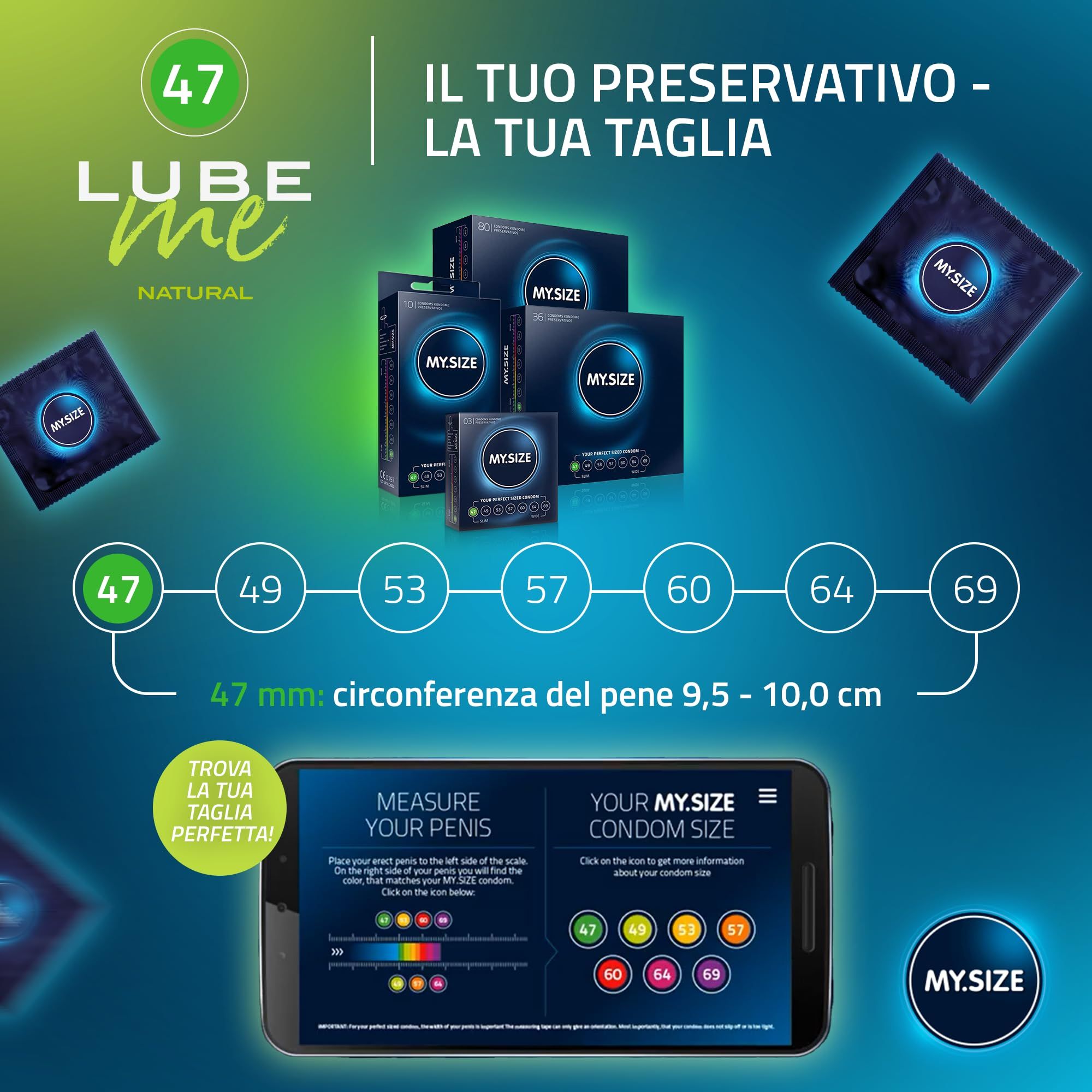 MY.SIZE PRO Preservativi + LUBE ME Natural + Body Candle Set