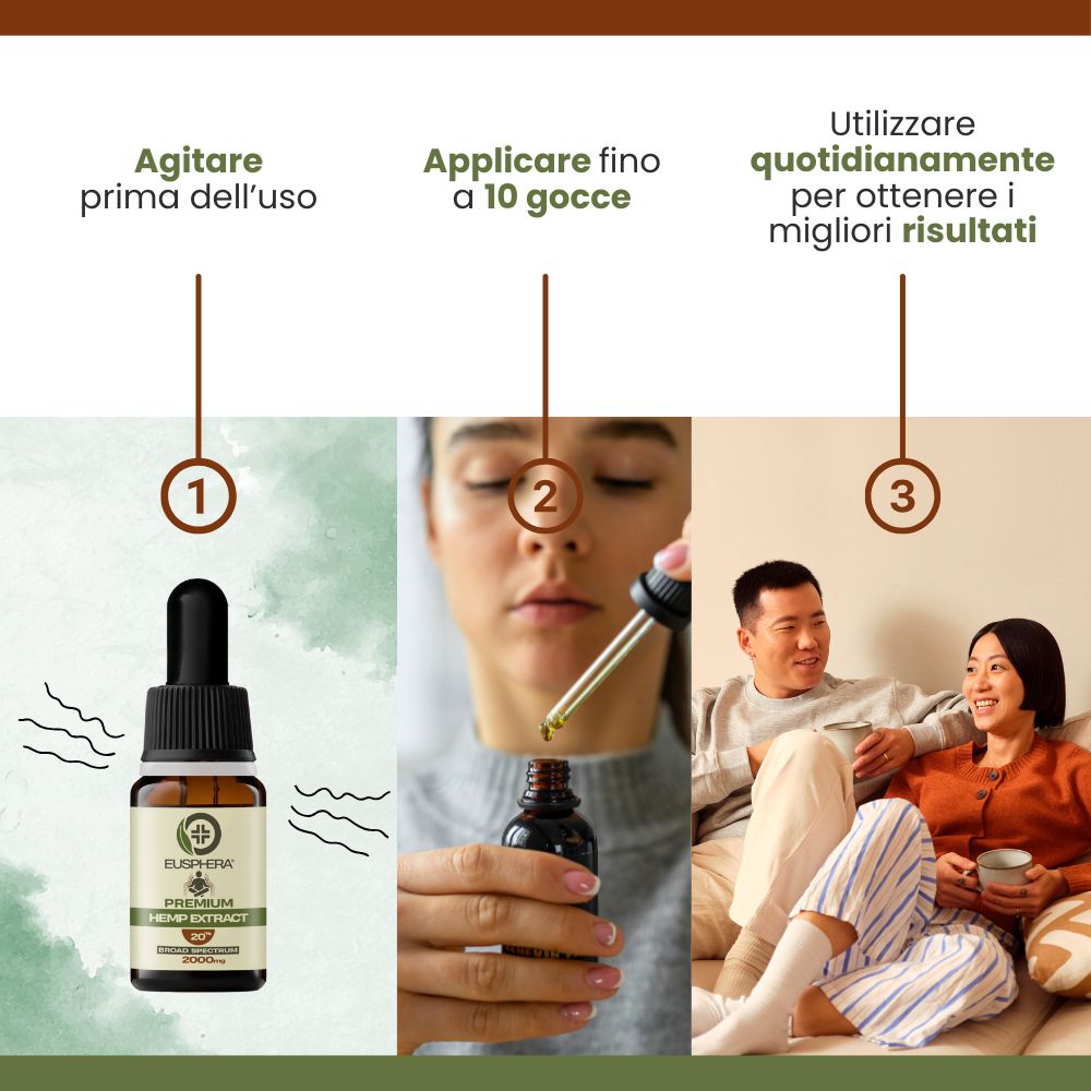 Olio CBD 20% Broad Spectrum - Rilassamento e Sonno - Eusphera HEMP EXTRACT