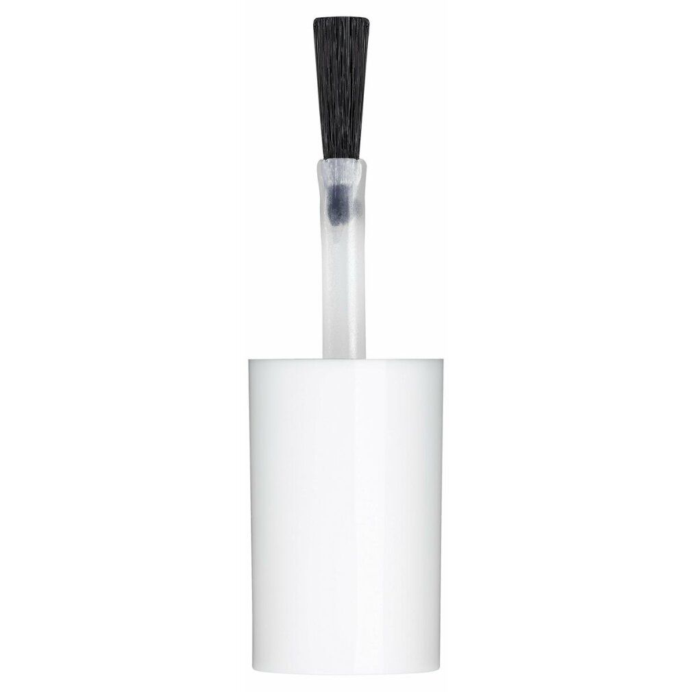 Tappo bianco con pennello per smalto. Setole nere visibili.