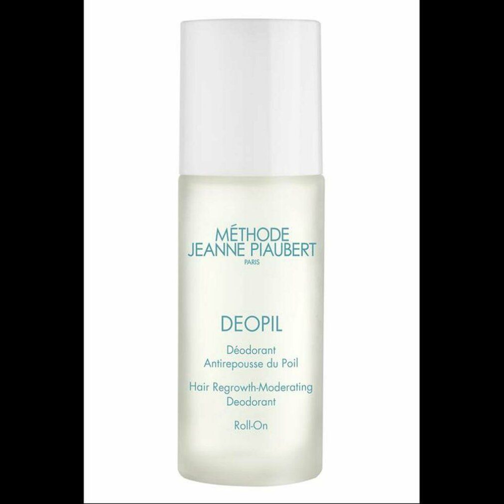 Roll-On deodorante con tappo bianco e flacone in vetro satinato. Testo: MÉTHODE JEANNE PIAUBERT DEOPIL.