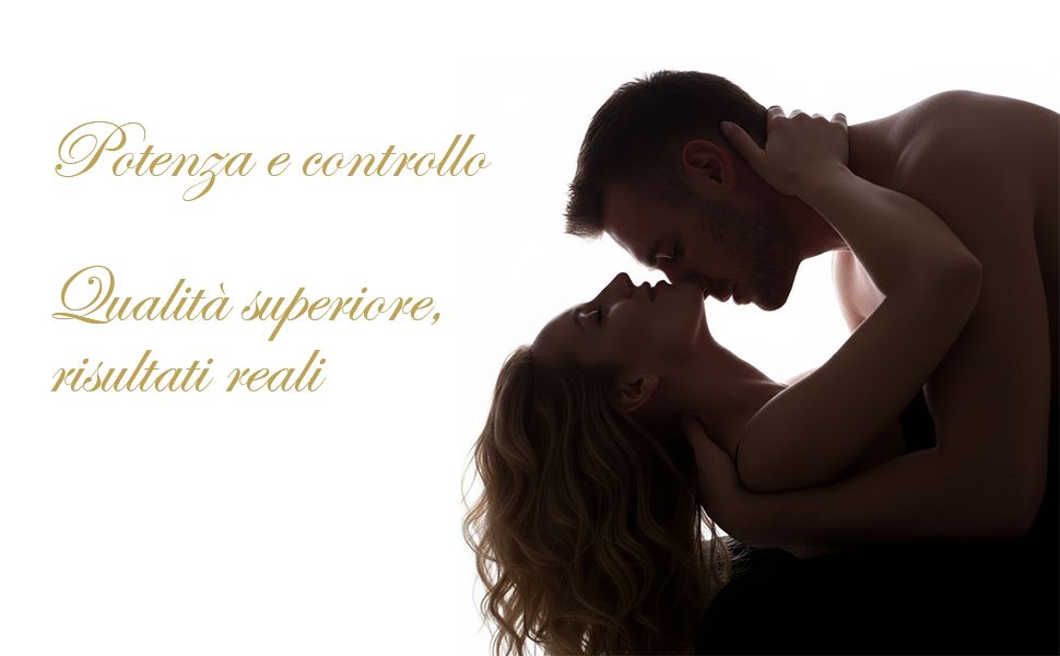 Foto in bianco e nero di una coppia. Testo: Potenza e controllo, Qualità superiore, risultati reali.