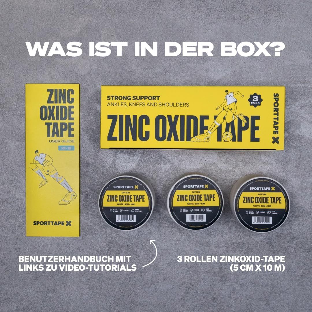 Contenuto della confezione: manuale utente e 3 rotoli di nastro di ossido di zinco.