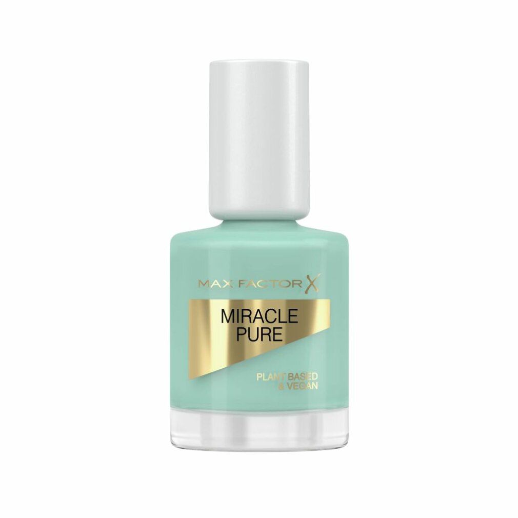 Smalto per unghie azzurro chiaro Max Factor Miracle Pure. Flacone con tappo bianco. Etichetta dorata con nome del prodotto.