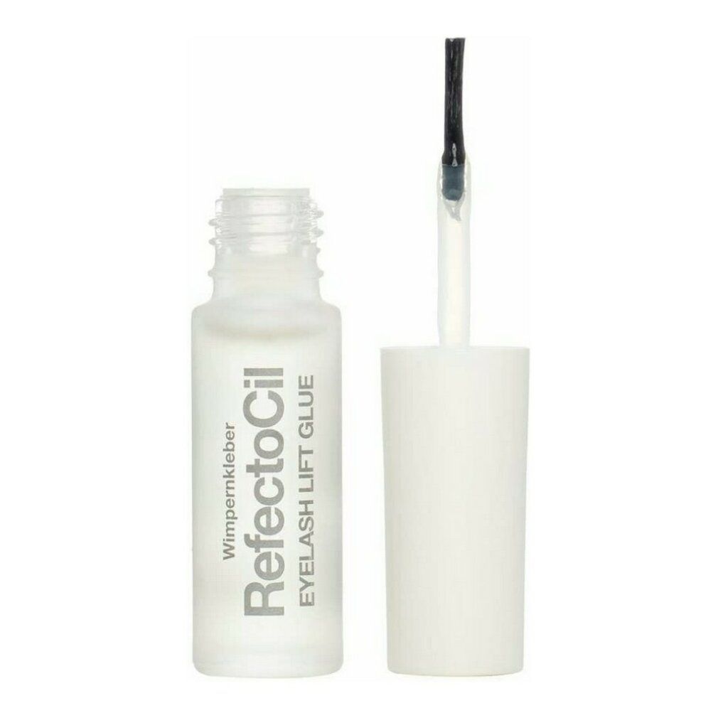 Flacone con pennello. Scritta: RefectoCil Eyelash Lift Glue. Pennello con setole nere.