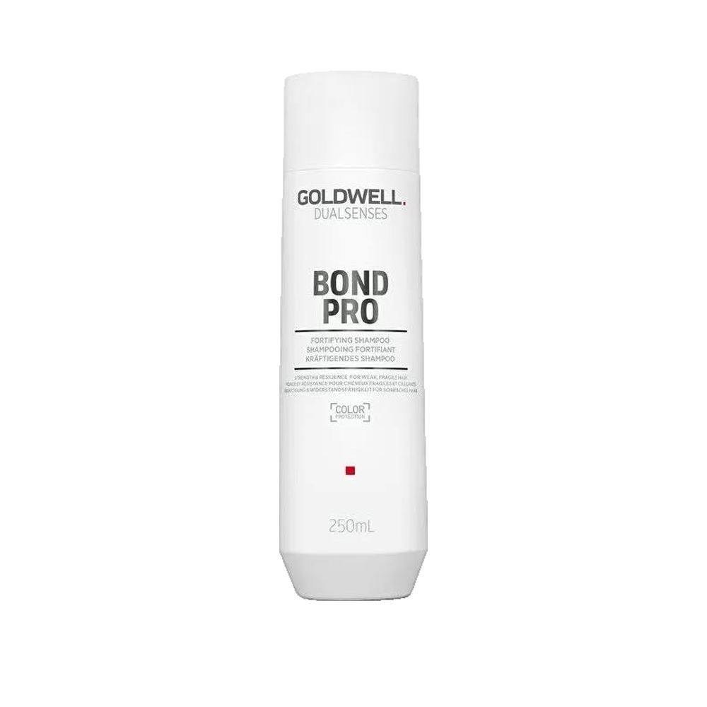 Goldwell Dualsenses Bond Pro Shampoo. Flacone bianco, testo nero. Nome del prodotto e logo visibili.