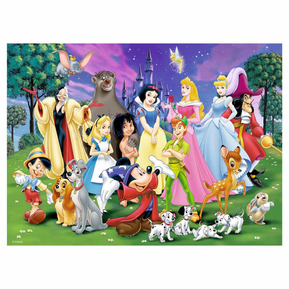 Puzzle con personaggi Disney. Personaggi: Biancaneve, Peter Pan, Bambi, Topolino, ecc. 200 pezzi. Senza confezione.