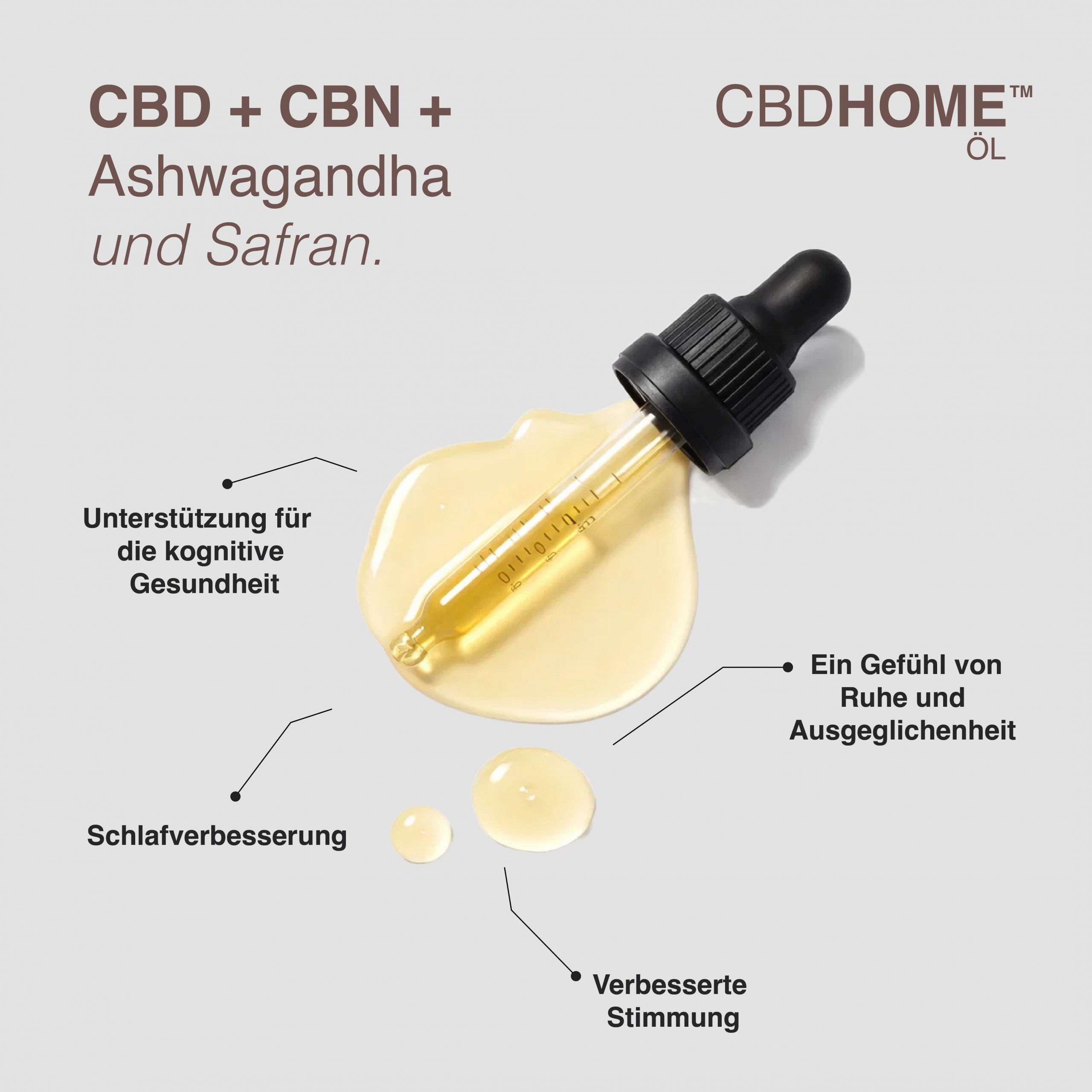 CBD HOME – Olio di CBD con CBN, ashwagandha e zafferano – 20% CBD e 20% CBN