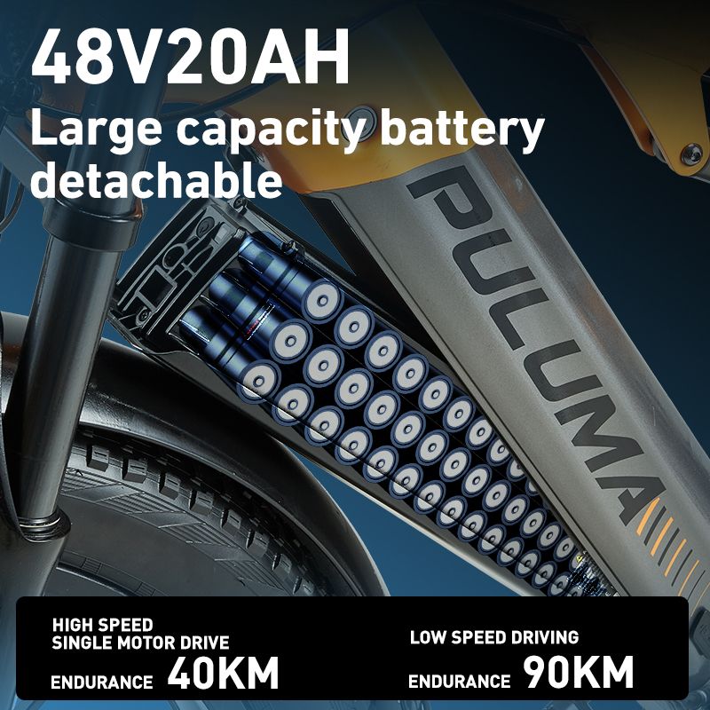 Batteria per bici elettrica 48V 20AH. Grande capacità, rimovibile. Visualizzazione dell'autonomia ad alta e bassa velocità.