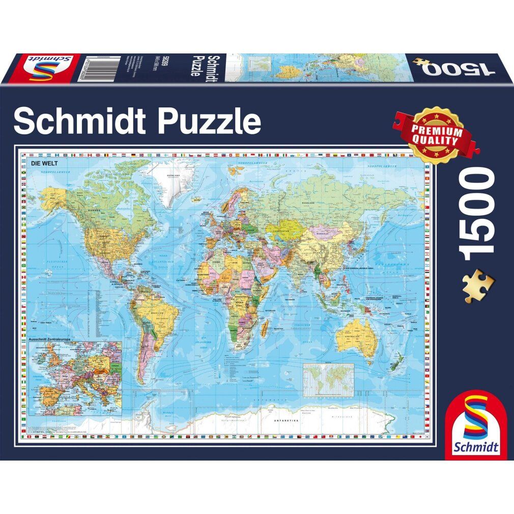 schmidt Puzzle Mappa del mondo politico 1500 pezzi
