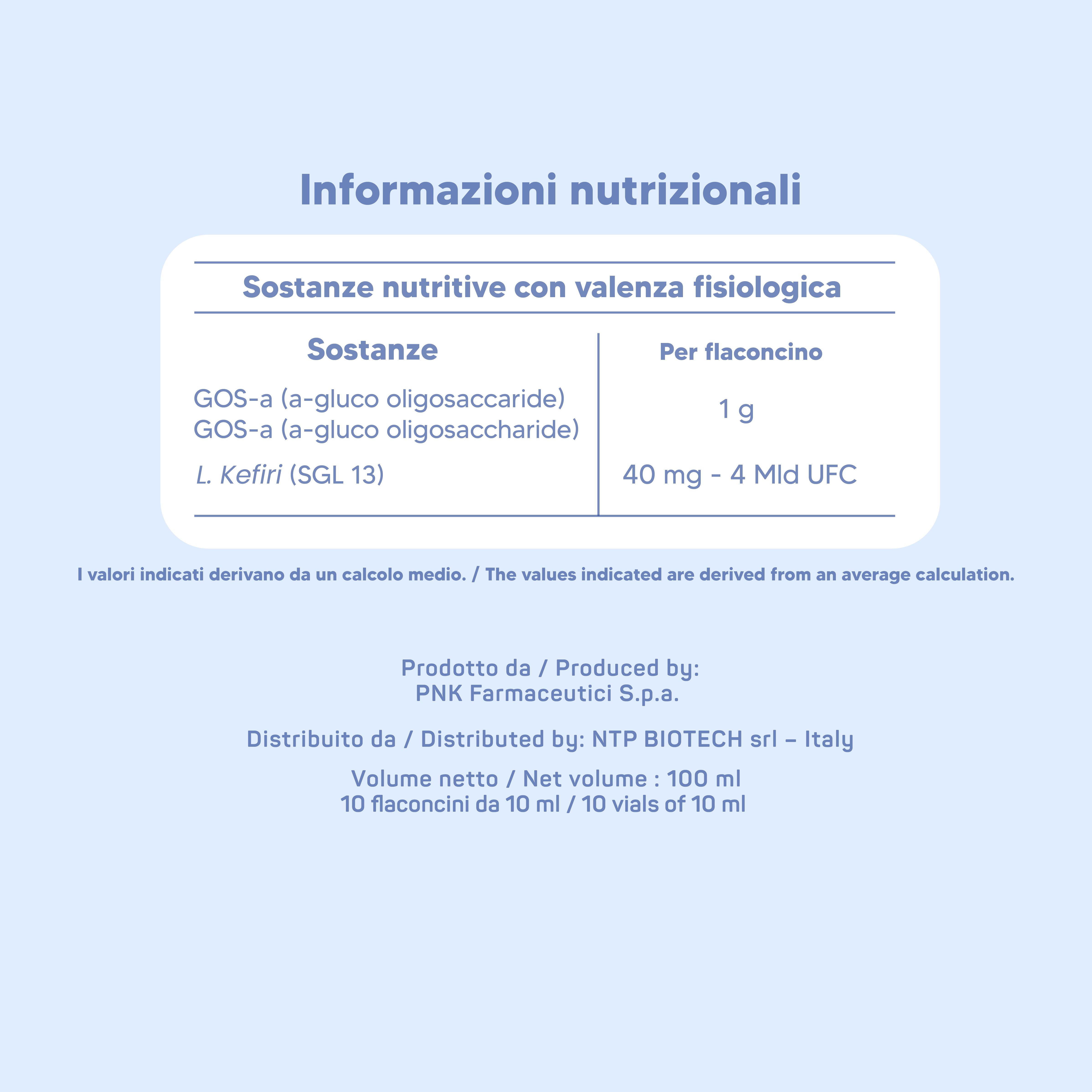 NTP BIOTECH - Keficol - 4 miliardi probiotici per equilibrio e disturbi intestinali – 10 Flaconcini