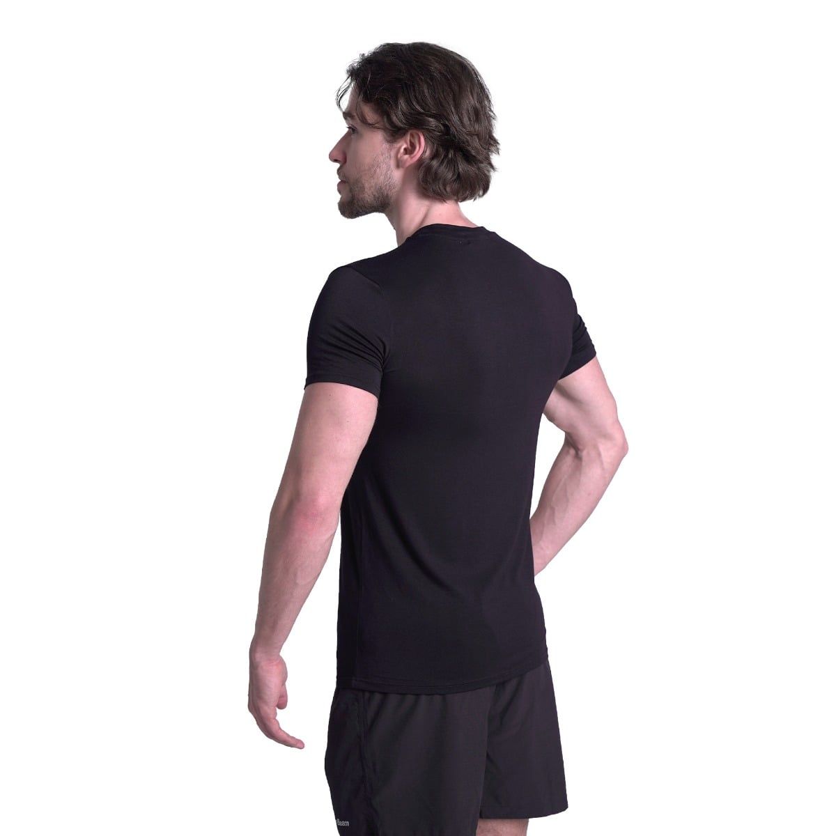GymBeam T-shirt uomo Essence regular manica corta in viscose ed elastane Black