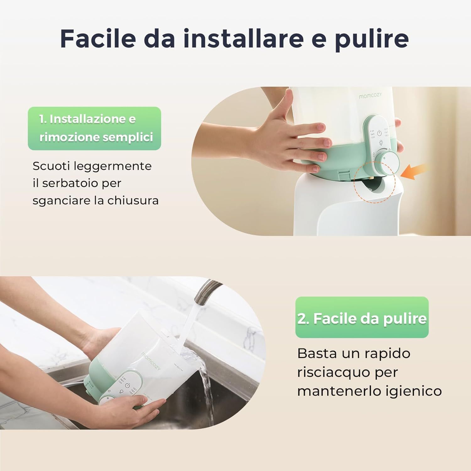 Preparatore di biberon per bambini Momcozy con doppia illuminazione LED