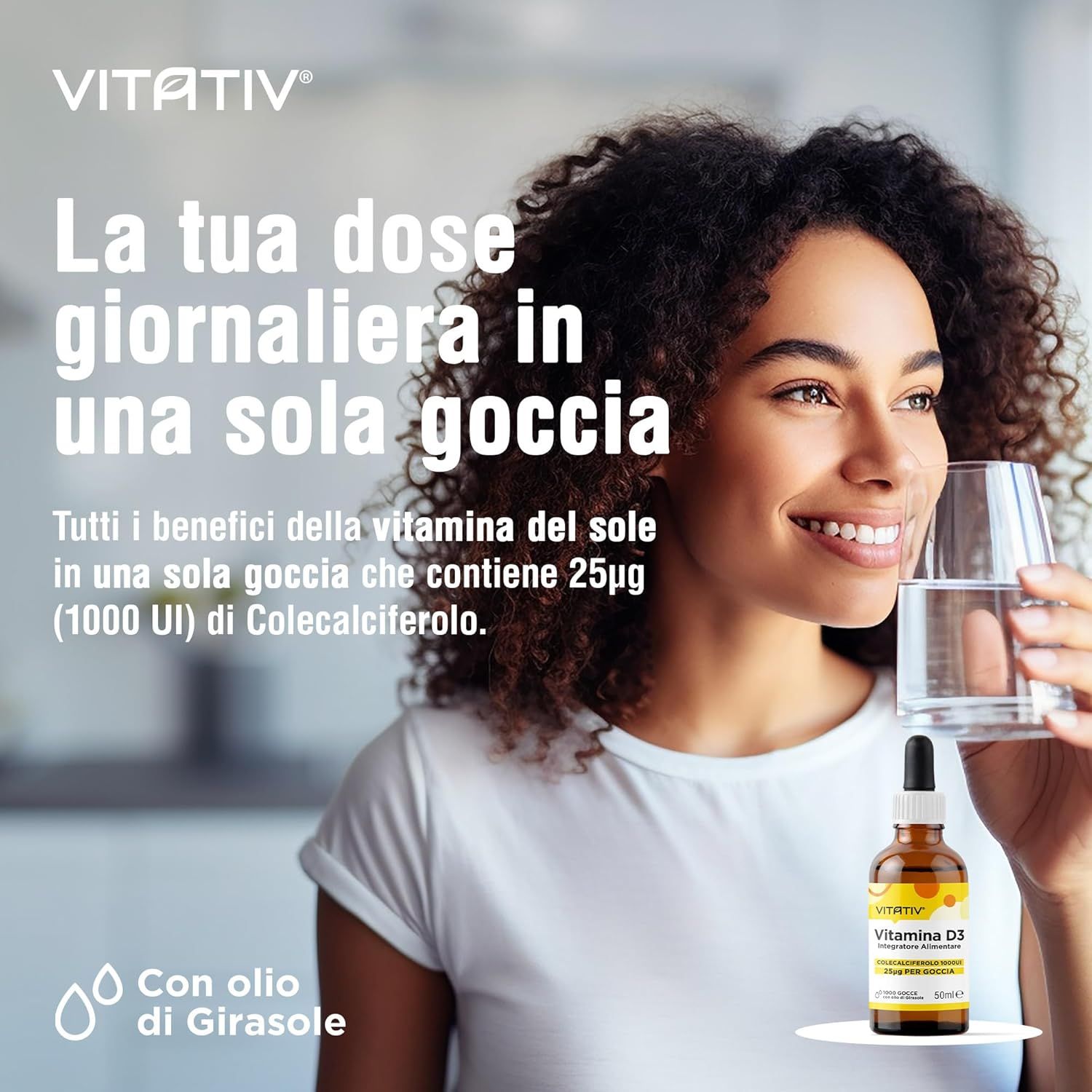 Vitativ® Vitamina D3 1000UI per Goccia - 50 ml (1000 Gocce)