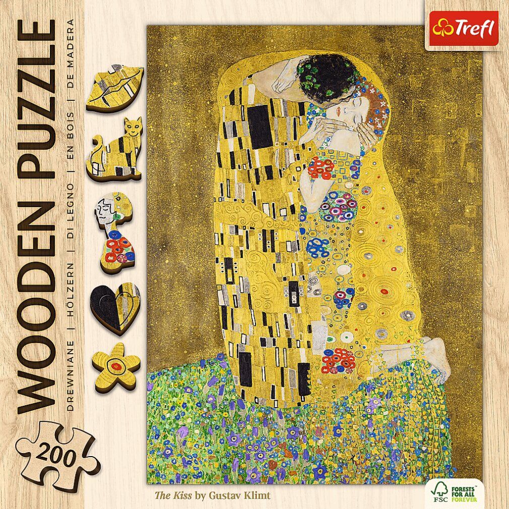 Puzzle in legno trefl: Gustav Klimt - Il bacio 200 pezzi