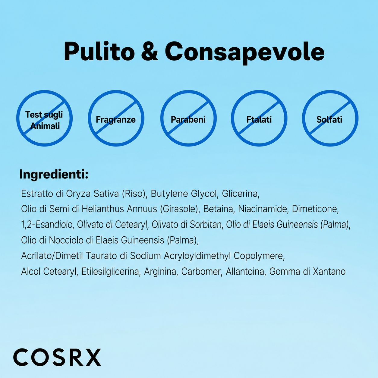 Tubo bianco con tappo nero. Scritta blu: Ultimate Nourishing Rice Overnight Spa Mask. Marchio COSRX. Su sfondo morbido.