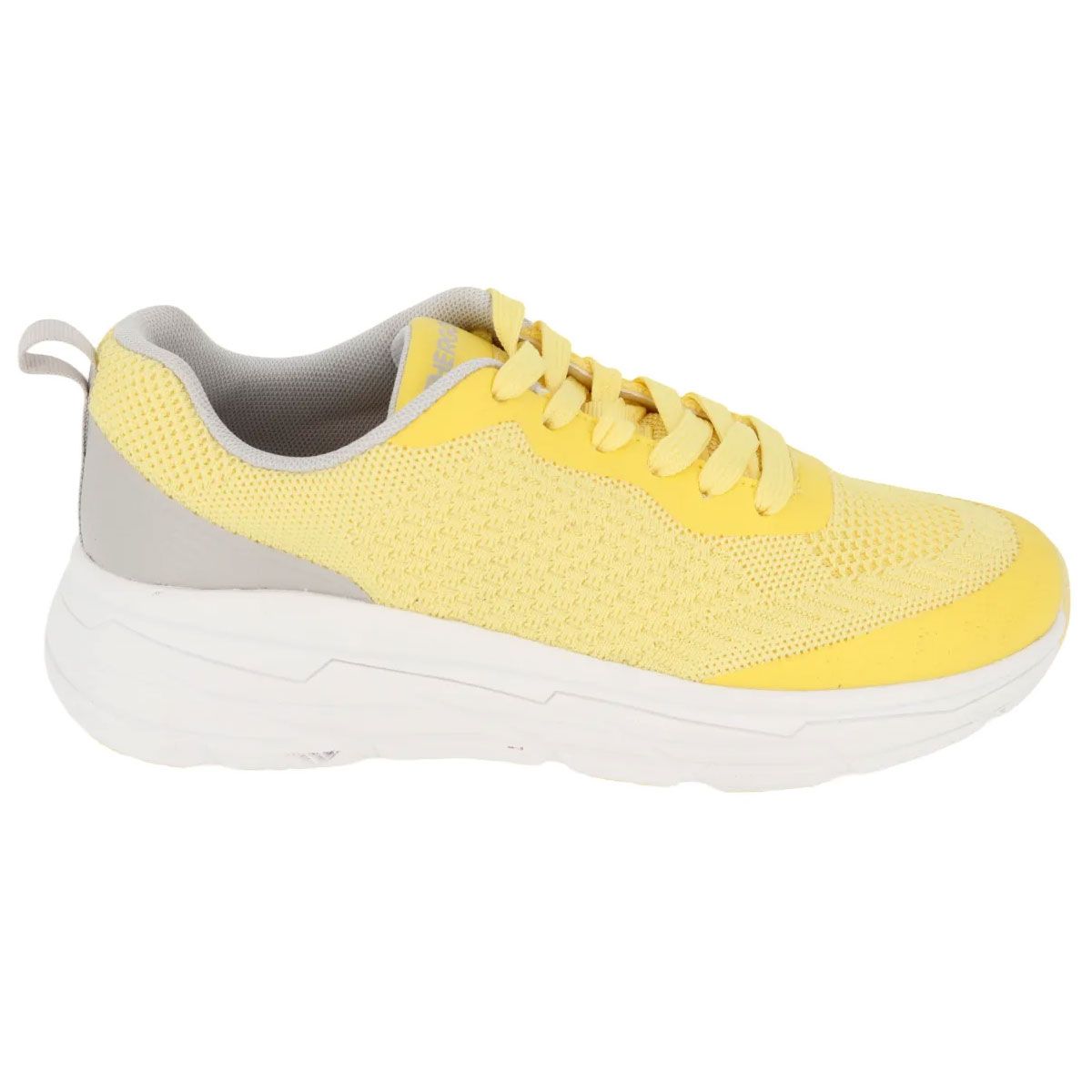 Sneakers gialle con suola bianca. Tomaia in mesh. Dettagli grigi. Lacci.