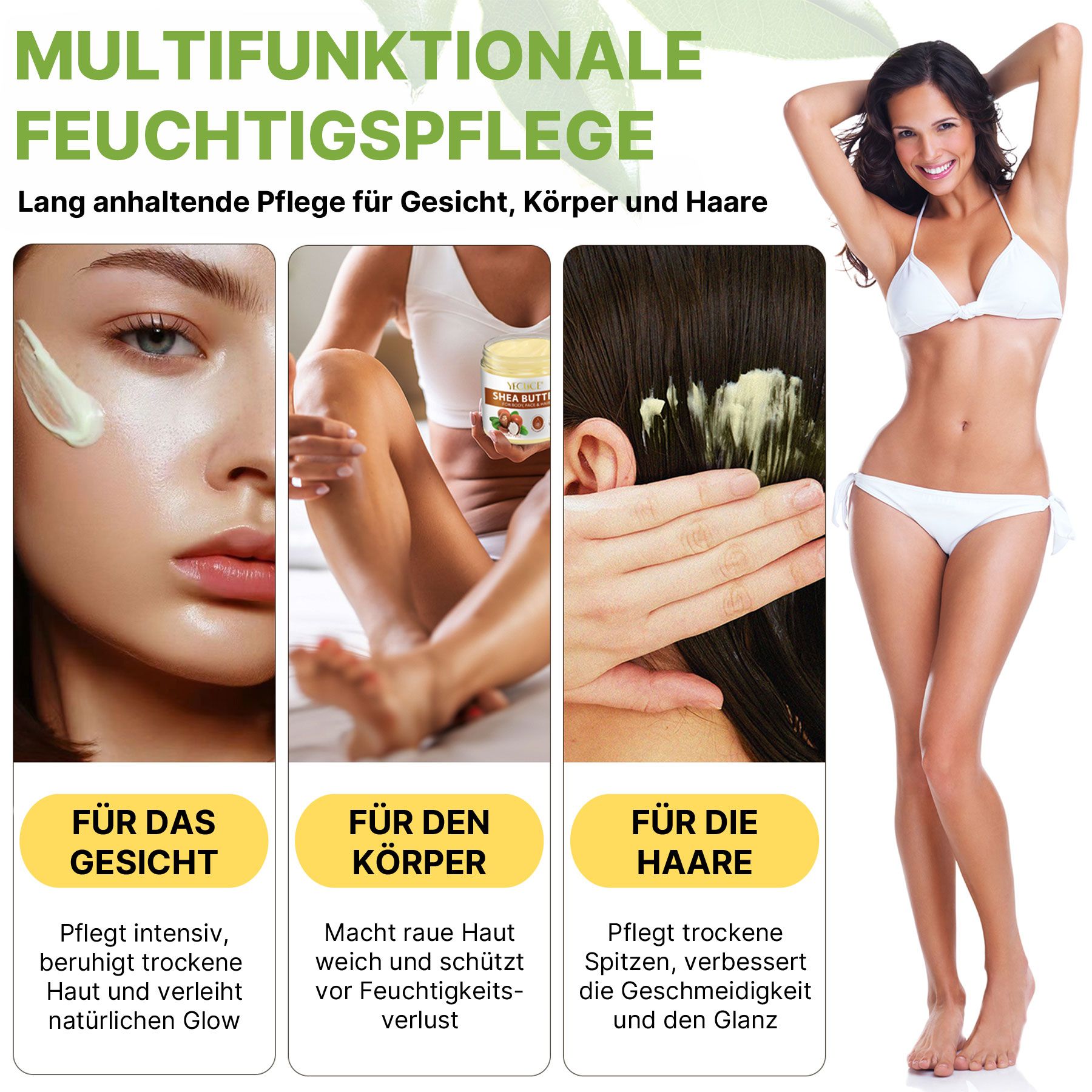 P-beauty Crema corpo al burro di karité,100% naturale per la cura della pelle