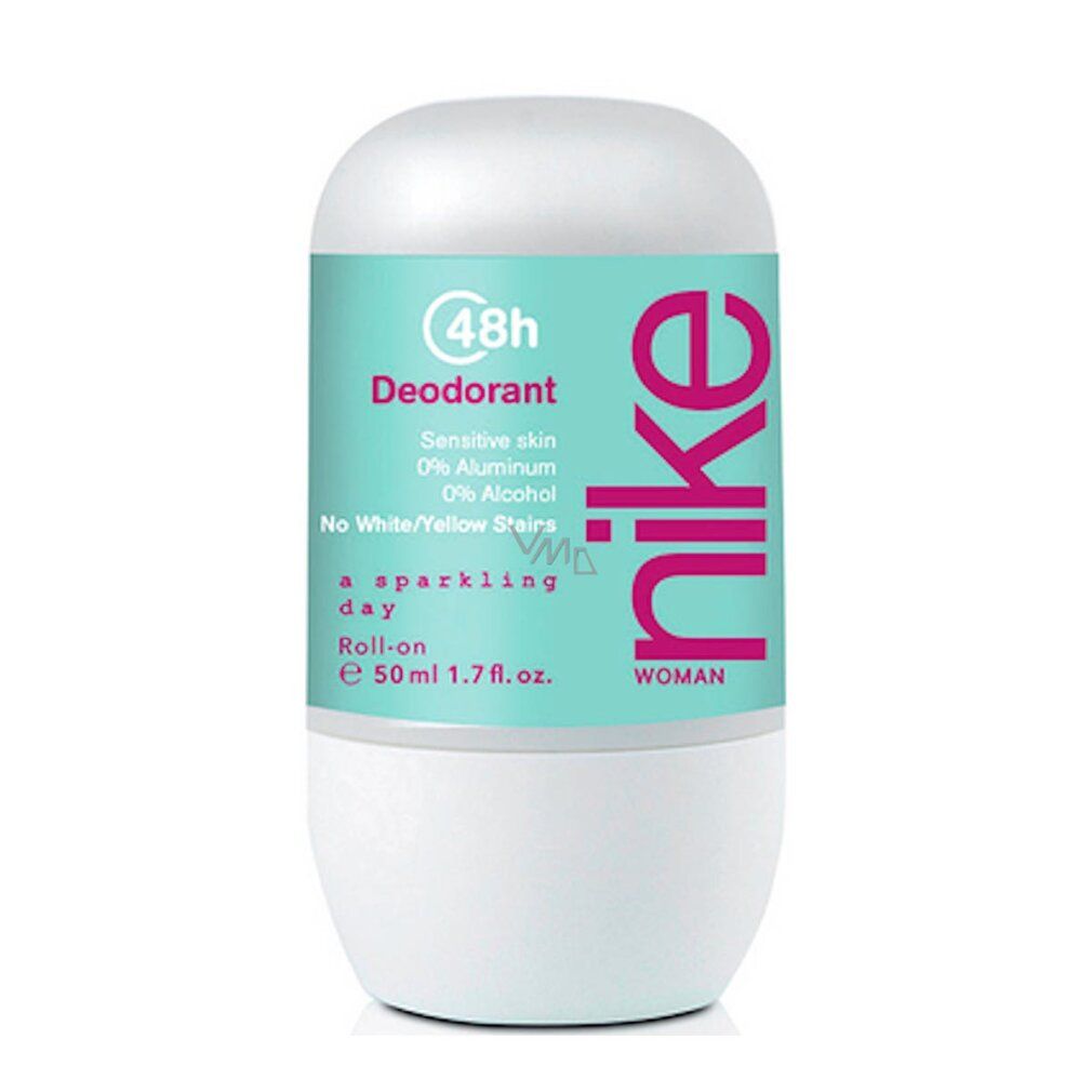 Deodorante roll-on Nike 48h da donna, 50ml. Per pelli sensibili, senza alluminio né alcol.