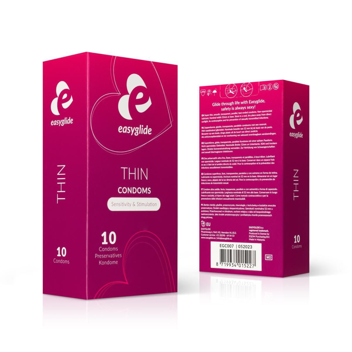 Due confezioni EasyGlide preservativi sottili, 10 pezzi.