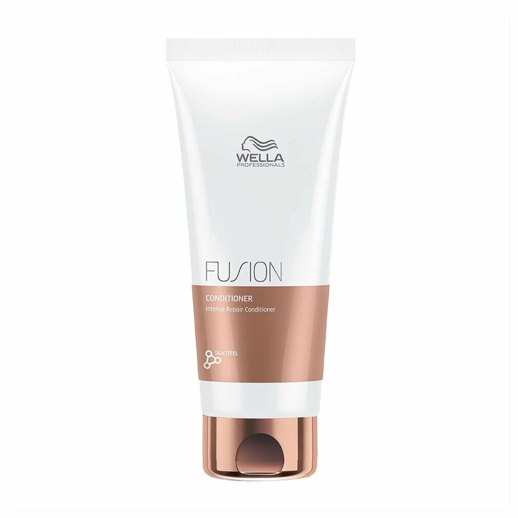 Tubo bianco con sezione centrale marrone. Scritta: Fusion Conditioner. Chiusura dorata.