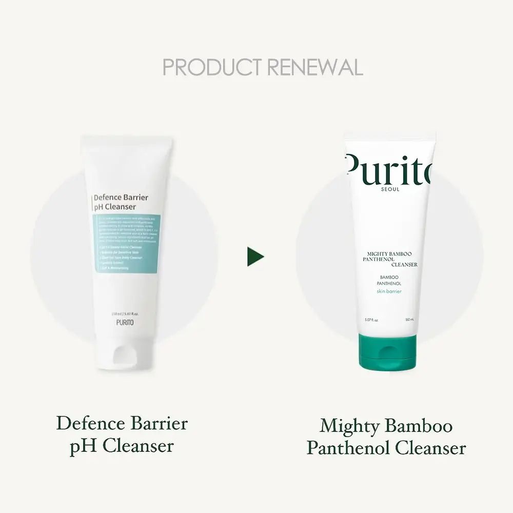 Confronto tra due tubi. Sinistra: Defence Barrier pH Cleanser. Destra: Mighty Bamboo Panthenol Cleanser.