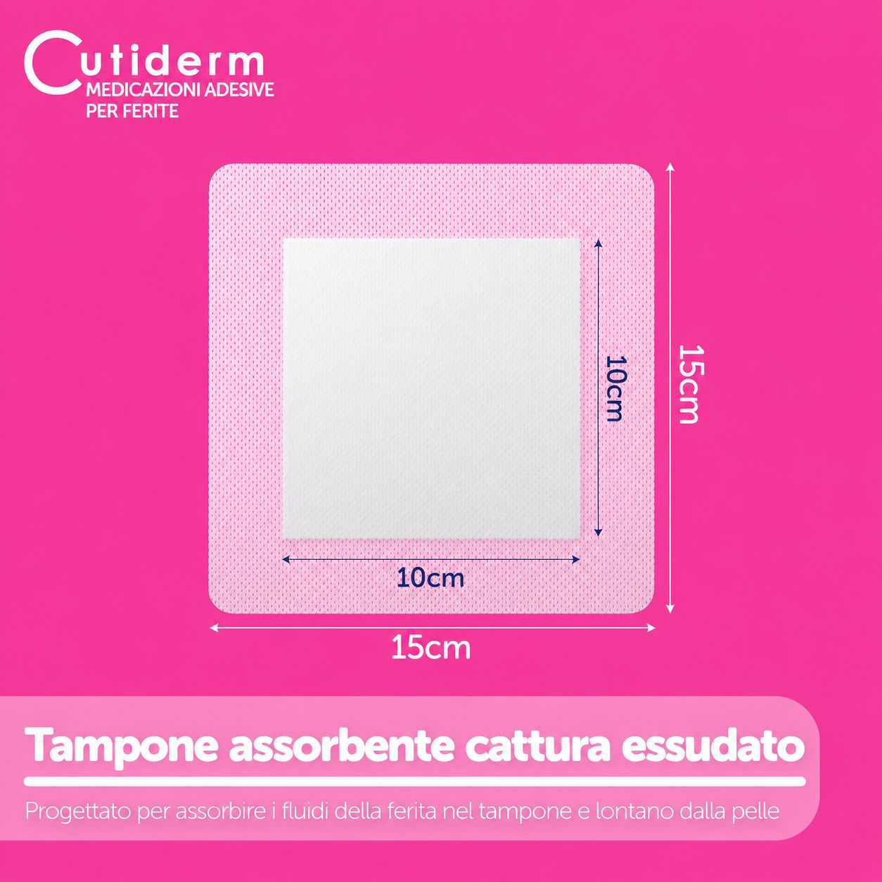 Bendaggio autoadesivo per ferite 15 x 15 cm Cutiderm