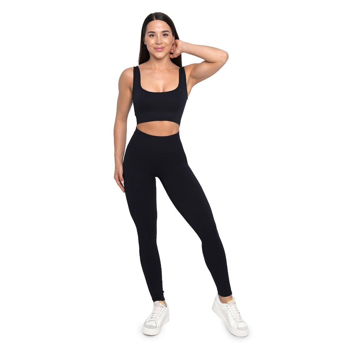 GymBeam Leggings donna Lift Seamless a vita alta senza cuciture e senza tasche nero