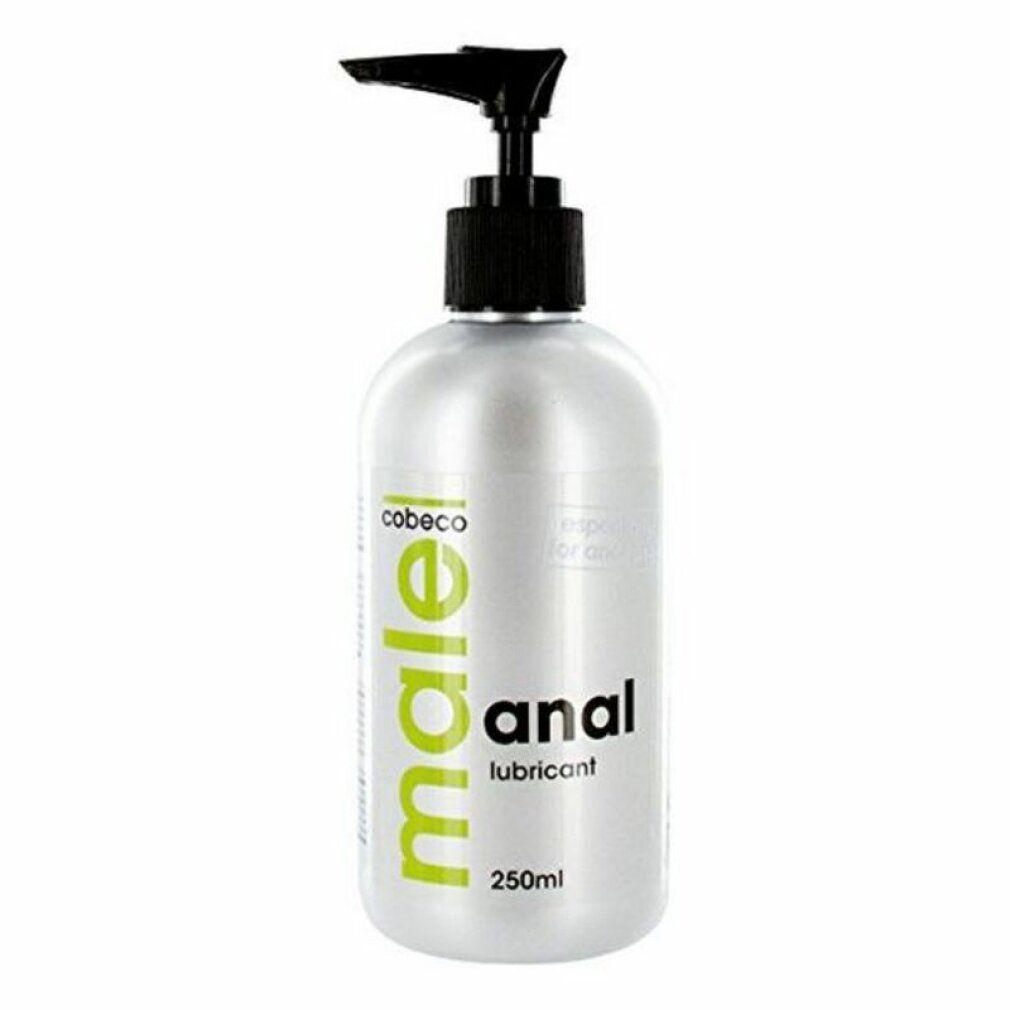 Flacone argento con dosatore nero. Scritta: male anal lubricant. Capacità: 250ml.