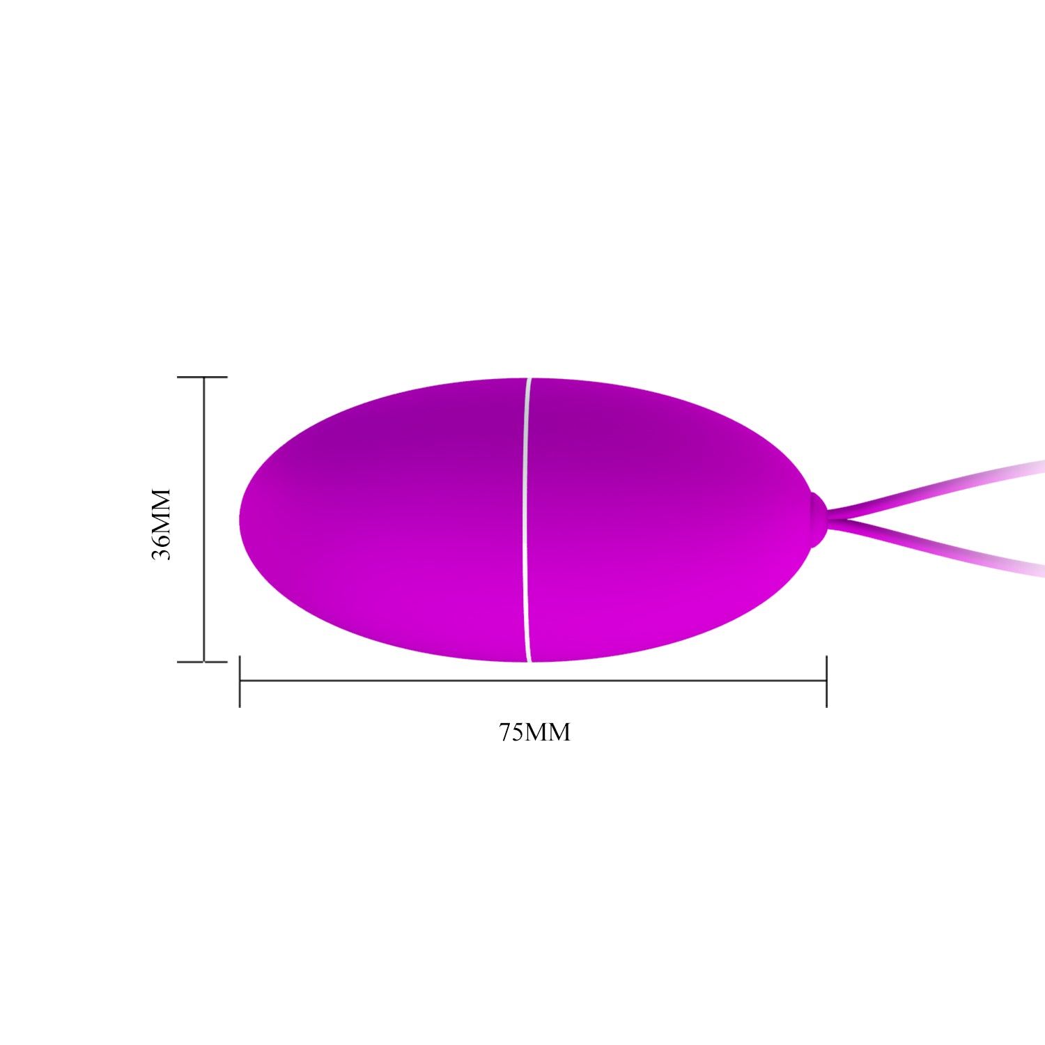 Vibratore viola con anello. Dimensioni: 75mm x 36mm.