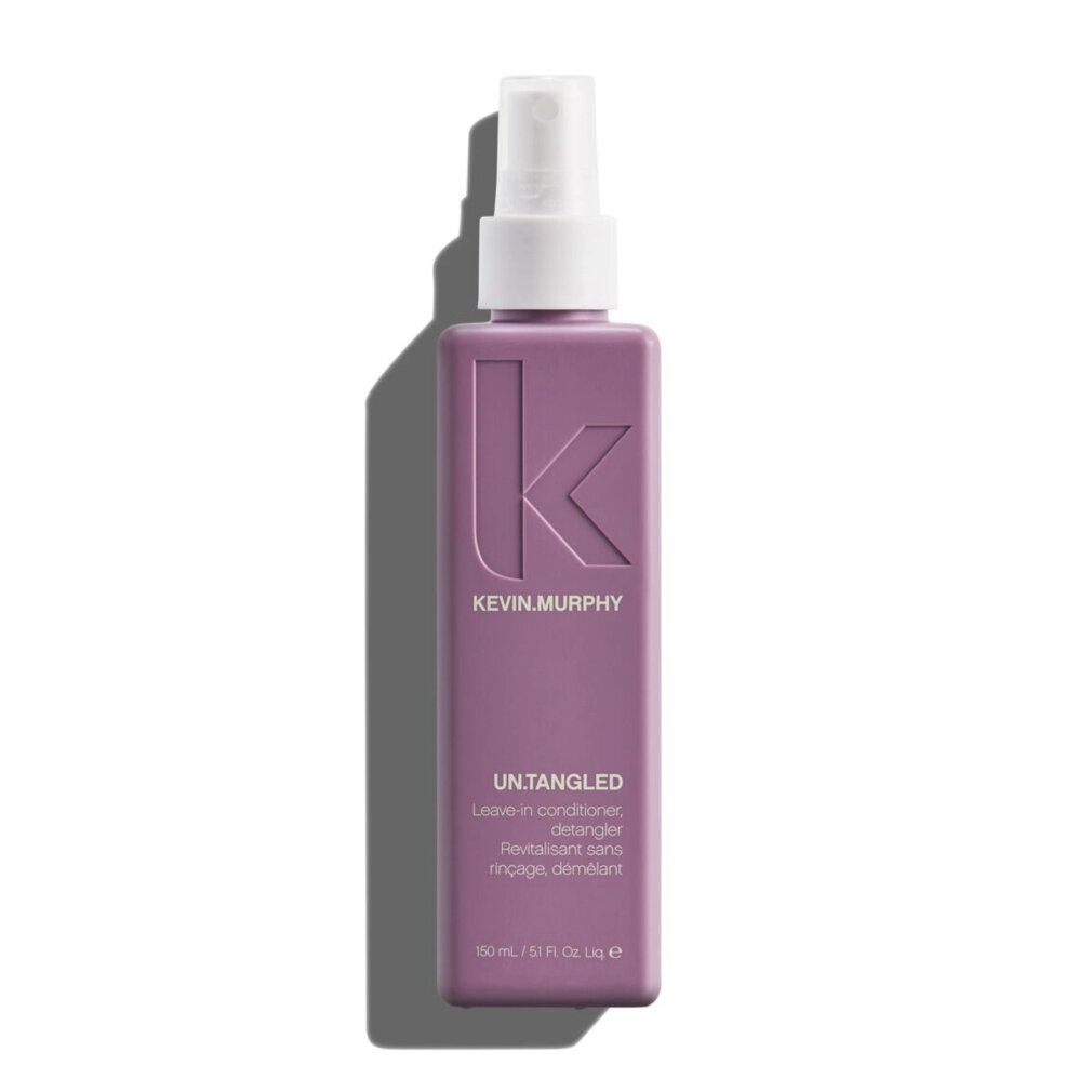 Flacone spray viola con erogatore bianco. Scritta: Kevin Murphy, Untangled. Leave-in Conditioner. Districante. Forma rettangolare.