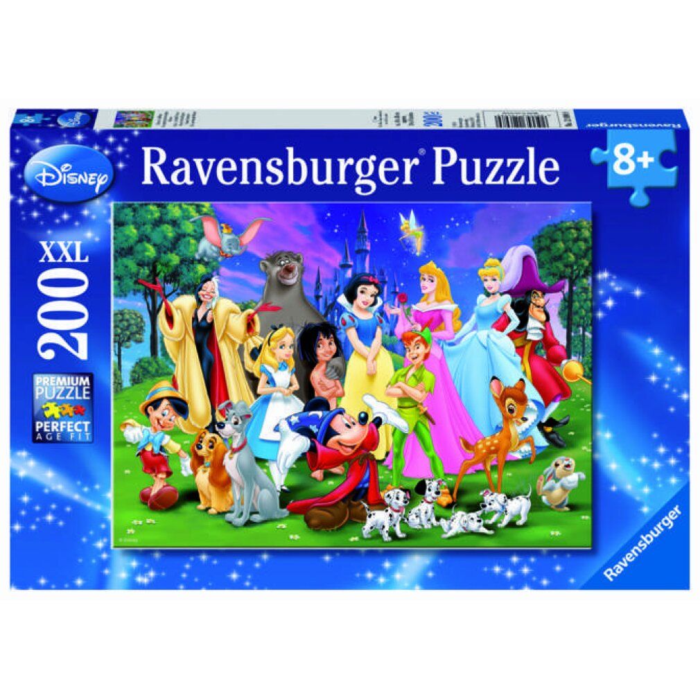 Scatola puzzle Disney. Marca Ravensburger, 200 pezzi, dai 8 anni in su. Formato XXL. Puzzle Premium.