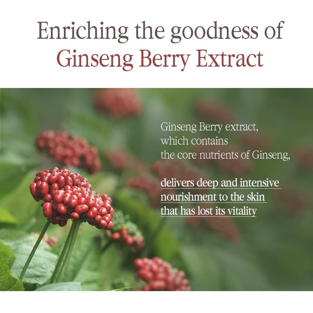 Testo: L'estratto di bacche di ginseng, che contiene i nutrienti essenziali del ginseng, nutre la pelle.