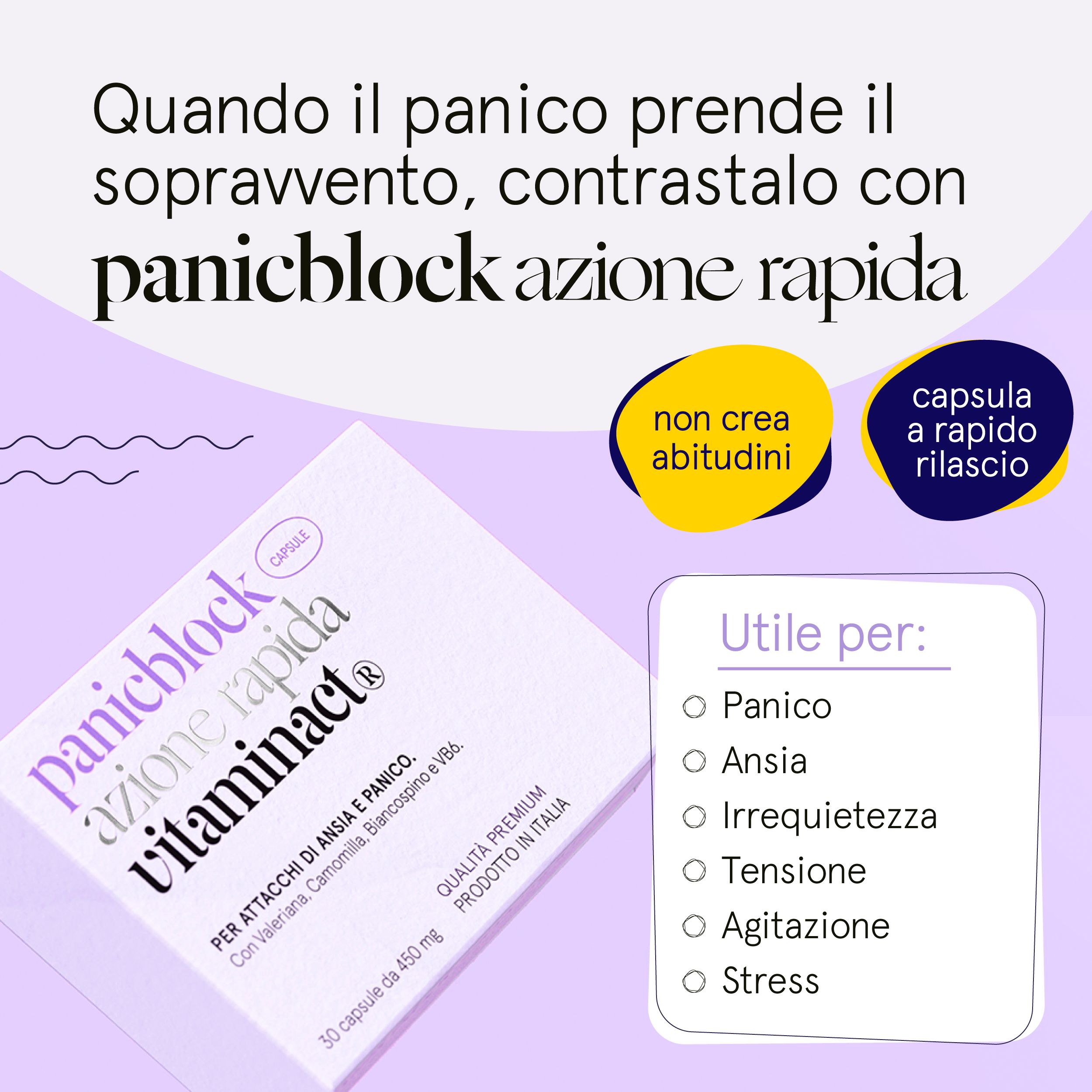 Vitaminact - PanicBlock azione Rapida - Per Attacchi di Panico