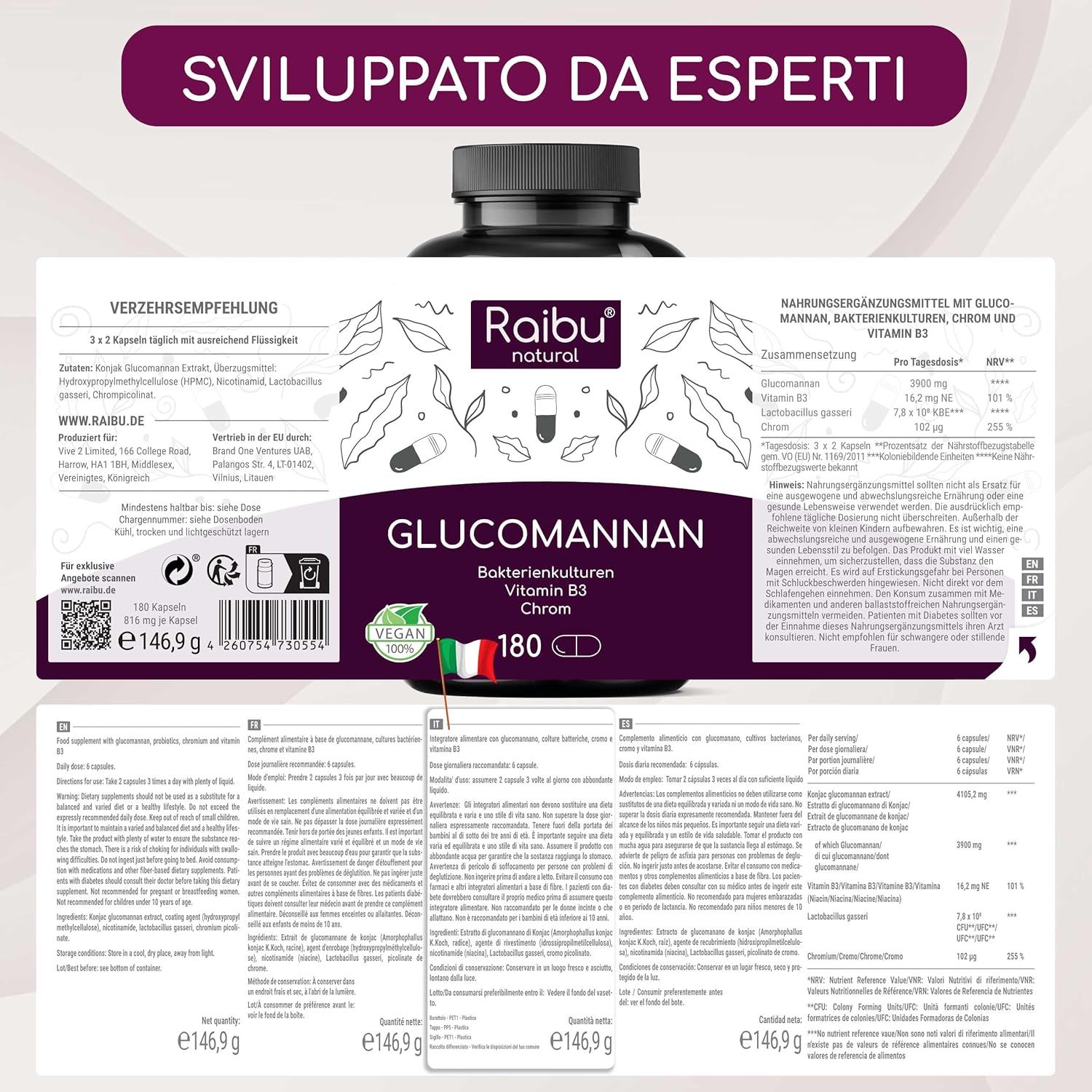 Glucomannano Capsule ad Alto Dosaggio - RAIBU